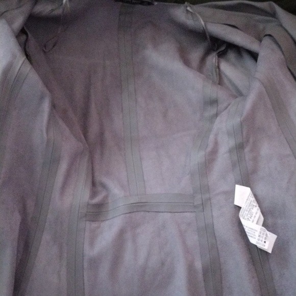 Zara Seamless Faux Leather Moto Jacket XS Waterfall Collar Open Front Light Gray - Picture 7 of 11